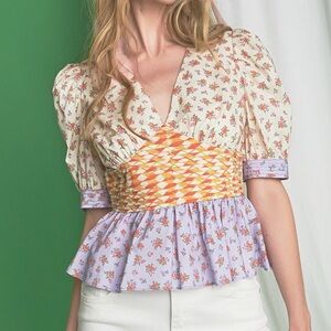 English Factory mixed floral print blouse top S